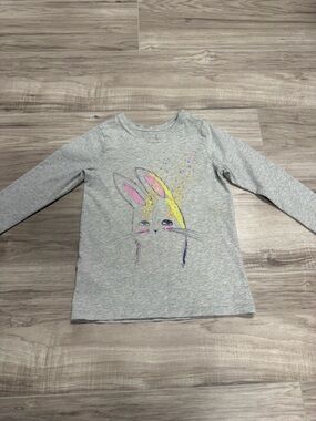 Tea Collection Girls' Gray Long-Sleeve Bunny Graphic Tee - Cute Pastel Size 6